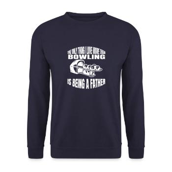 Bowling Bowling Père Boule de bowling Papa Kegel Bowler - Sweat-shirt Unisexe - marine - Devant - Alina (178cm) & Michal (187cm)