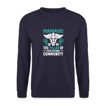 Eingetragener Pharmazeut Pharmazietechniker Lebens - Unisex Pullover - Navy - Vorne - Alina (178cm) & Michal (187cm)
