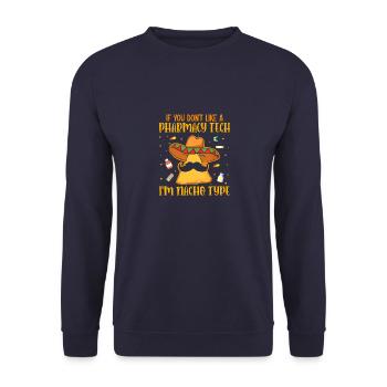 Eingetragener Pharmazeut Pharmazietechniker Lebens - Unisex Pullover - Navy - Vorne - Alina (178cm) & Michal (187cm)