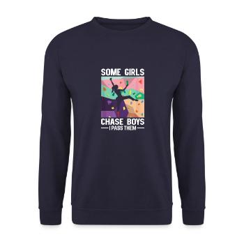 Motorradfahrer Motorrad Motorcross BMX Racing Gesc - Unisex Pullover - Navy - Vorne - Alina (178cm) & Michal (187cm)