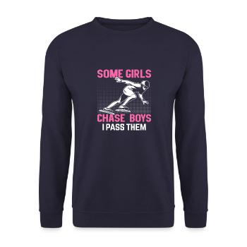 Sled dog sledding Sled dog races - Unisex Sweatshirt - navy - Front - Alina (178cm) & Michal (187cm)