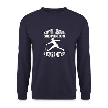 Badminton Mama Badmintonspiel Mom Federball Mutter - Unisex Pullover - Navy - Vorne - Alina (178cm) & Michal (187cm)