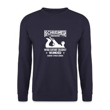 Schreiner Geschenkideen Unmögliches wird sofort - Unisex Pullover - Navy - Vorne - Alina (178cm) & Michal (187cm)