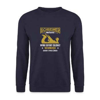 Schreiner Geschenkideen Unmögliches wird sofort - Unisex Pullover - Navy - Vorne - Alina (178cm) & Michal (187cm)