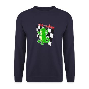 Chamäleon Ska SKAmeleon Reptil funny - Unisex Pullover - Navy - Vorne - Alina (178cm) & Michal (187cm)