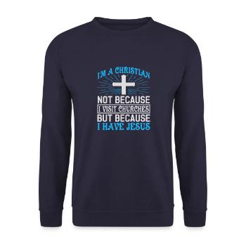 Clergé Foi en Dieu Croyant Amour chrétien - Sweat-shirt Unisexe - marine - Devant - Alina (178cm) & Michal (187cm)
