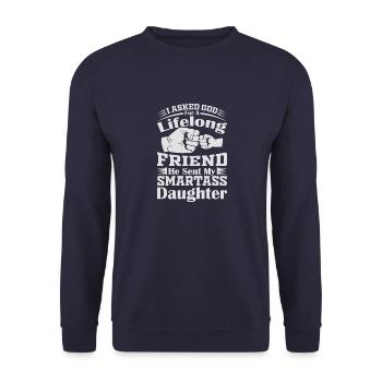 Dad-a-base Lifestyles Dad Jokes Daddy Father's Day - Unisex Sweatshirt - navy - Front - Alina (178cm) & Michal (187cm)