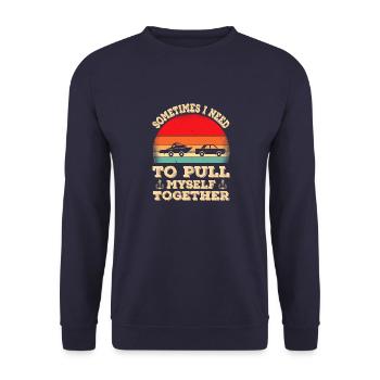 Boating lover Pontoon Captain Funny Tritoon - Unisex Sweatshirt - navy - Front - Alina (178cm) & Michal (187cm)