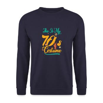 70er Jahre Outfit für Frauen & Männer, Das ist - Unisex Pullover - Navy - Vorne - Alina (178cm) & Michal (187cm)