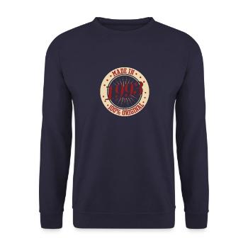 Made in 1993 100 OriginalGeburtstag Sprüche - Unisex Pullover - Navy - Vorne - Alina (178cm) & Michal (187cm)