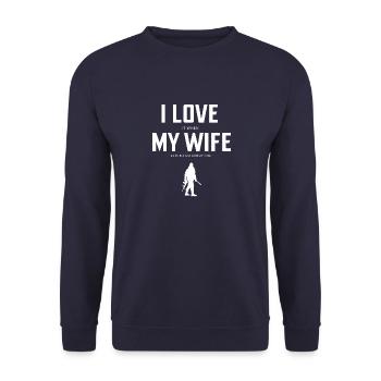 Airsoft Liebhaber Gewehr zielen Schießen Airsoftin - Unisex Pullover - Navy - Vorne - Alina (178cm) & Michal (187cm)