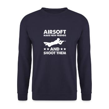 Airsoft Liebhaber Sport schießen Gewehr zielen - Unisex Pullover - Navy - Vorne - Alina (178cm) & Michal (187cm)