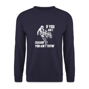 Biker Reiten Motorradfahrer Motorrad Motorcross - Unisex Pullover - Navy - Vorne - Alina (178cm) & Michal (187cm)
