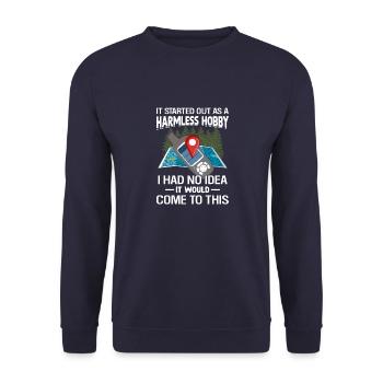 Geocaching Geography Travelers Explorers - Unisex Sweatshirt - navy - Front - Alina (178cm) & Michal (187cm)