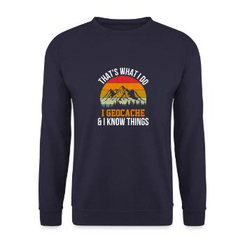 Geocaching Travelers Geography Researchers - Unisex Sweatshirt - navy - Front - Alina (178cm) & Michal (187cm)