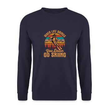 Ski Lifestyle Sport Bekleidung Skifahrer Winter Ge - Unisex Pullover - Navy - Vorne - Alina (178cm) & Michal (187cm)