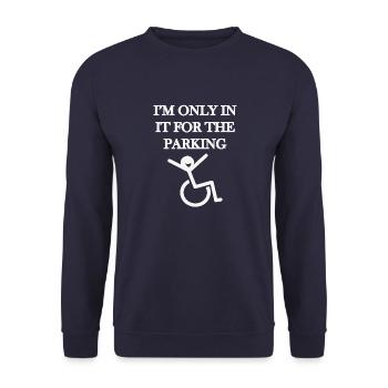Ich bin drin zum Parken - Unisex Pullover - Navy - Vorne - Alina (178cm) & Michal (187cm)