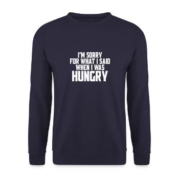 JE SUIS DÉSOLÉ POUR CE QUE J’AI DIT QUAND J’AVAIS FAIM - Sweat-shirt Unisexe - marine - Devant - Alina (178cm) & Michal (187cm)