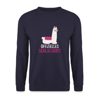 Lama Offizielles Schlafshirt Alpaka Tier - Unisex Pullover - Navy - Vorne - Alina (178cm) & Michal (187cm)