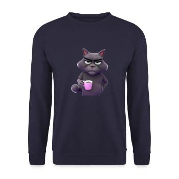 Chat de mauvaise humeur grognon matinal - Sweat-shirt Unisexe - marine - Devant - Alina (178cm) & Michal (187cm)