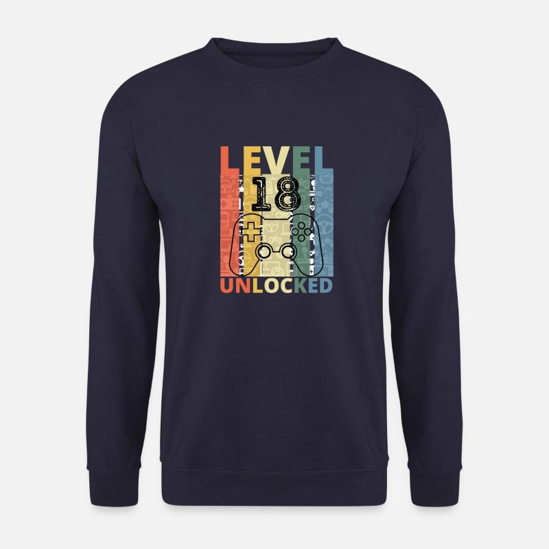 Level 18 Freigeschaltet Lustiger Gamer Geburtstag Achtzehn - Unisex Pullover - Navy