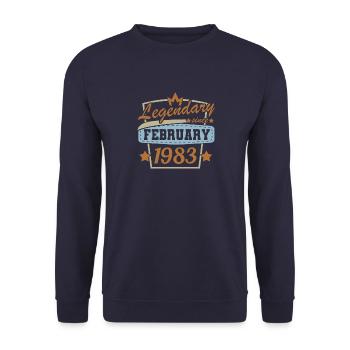 Februar 1983 Geburtstag Retro - Unisex Pullover - Navy - Vorne - Alina (178cm) & Michal (187cm)