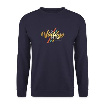 Vintage 1983 Geburtstag Retro - Unisex Pullover - Navy - Vorne - Alina (178cm) & Michal (187cm)
