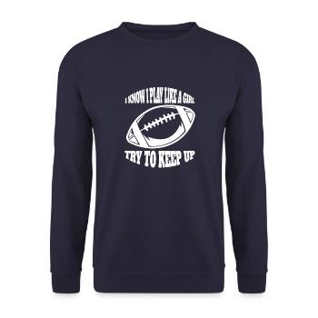football américain, entraîneur football, femme, fan football - Sweat-shirt Unisexe - marine - Devant - Alina (178cm) & Michal (187cm)