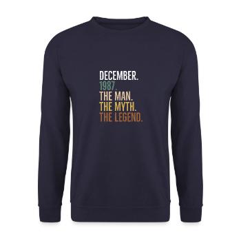 Dezember 1987 Der Mann Der Mythos Die Legende - Unisex Pullover - Navy - Vorne - Alina (178cm) & Michal (187cm)