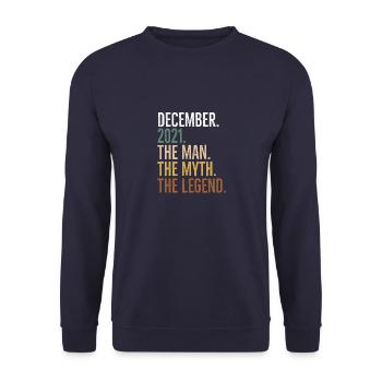 December 2021 The Man The Myth The Legend - Unisex Sweatshirt - navy - Front - Alina (178cm) & Michal (187cm)