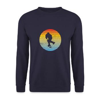Eishockey Geschenk Eishockeyteam Wintersport - Unisex Pullover - Navy - Vorne - Alina (178cm) & Michal (187cm)