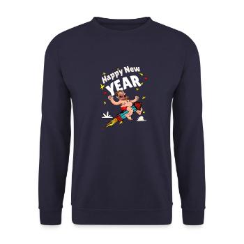 Happy New Year - Unisex Sweatshirt - navy - Front - Alina (178cm) & Michal (187cm)