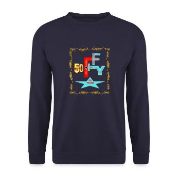 50 years - anniversaire une étoile - Sweat-shirt Unisexe - marine - Devant - Alina (178cm) & Michal (187cm)
