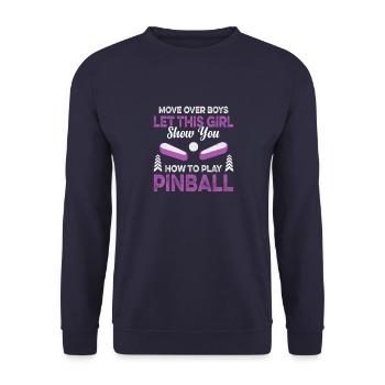 Flipperautomaten Retro Vintage Arcade Spiel Liebha - Unisex Pullover - Navy - Vorne - Alina (178cm) & Michal (187cm)