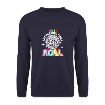 Disco-Kugeln Club Lustig Vintage Party Retro Groov - Unisex Pullover - Navy - Vorne - Alina (178cm) & Michal (187cm)