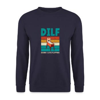 Flipper Arcade Spiel Retro Vintage Pinball Maschin - Unisex Pullover - Navy - Vorne - Alina (178cm) & Michal (187cm)