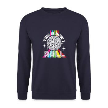 Retro Groovy Disco Balls Club Funny Vintage Part - Unisex Sweatshirt - navy - Front - Alina (178cm) & Michal (187cm)