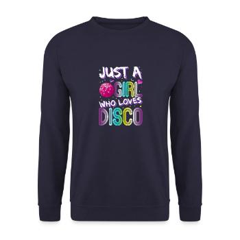 Disco Party Retro Vintage Club Groovy Lifestyles - Unisex Pullover - Navy - Vorne - Alina (178cm) & Michal (187cm)