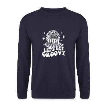 Retro Groovy Club Vintage Party Funny Disco Ball - Unisex Sweatshirt - navy - Front - Alina (178cm) & Michal (187cm)