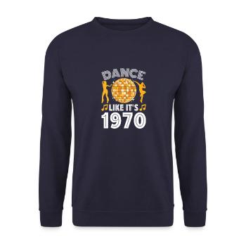 Retro Vintage Groovy Party Disco Ball Club Lifes - Unisex Sweatshirt - navy - Front - Alina (178cm) & Michal (187cm)