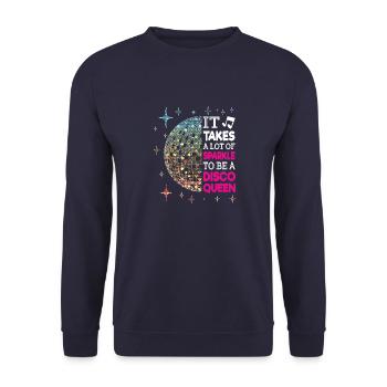 Vintage Disco Fever Lifes Party Retro Groovy Club - Unisex Pullover - Navy - Vorne - Alina (178cm) & Michal (187cm)