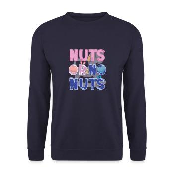Nüsse oder keine Nüsse Lustiges Geschlecht Enthüllen Babyparty - Unisex Pullover - Navy - Vorne - Alina (178cm) & Michal (187cm)