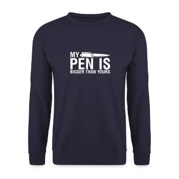 My Pen Is Bigger Than Yours - Unisex Sweatshirt - navy - Front - Alina (178cm) & Michal (187cm)