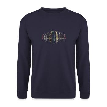 Trompete Orchestra Music Band Retro Musician - Unisex Pullover - Navy - Vorne - Alina (178cm) & Michal (187cm)