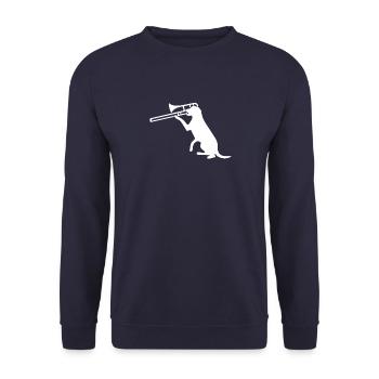 Dog Trompete Trumpet Music Band Musician - Unisex Sweatshirt - navy - Front - Alina (178cm) & Michal (187cm)