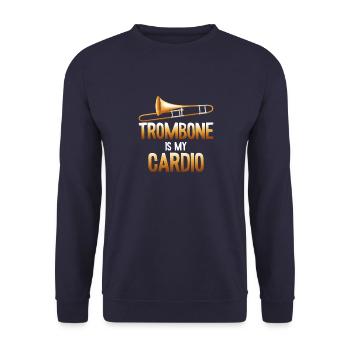 Trombone is my Cardio Trompete Trumpet Music Band - Unisex Pullover - Navy - Vorne - Alina (178cm) & Michal (187cm)