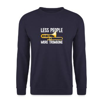 Moins de gens Plus Trombone Citation Trompette - Sweat-shirt Unisexe - marine - Devant - Alina (178cm) & Michal (187cm)