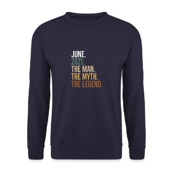 June 2021 The Man The Myth The Legend - Unisex Sweatshirt - navy - Front - Alina (178cm) & Michal (187cm)