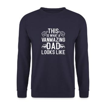 Papa conduit une fourgonnette Papa Mode de vie Pères Minifourgonnette - Sweat-shirt Unisexe - marine - Devant - Alina (178cm) & Michal (187cm)
