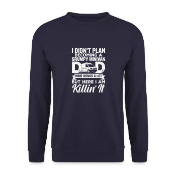 Daddy Working Drives Minivan Dad Lifestyle Geschen - Unisex Pullover - Navy - Vorne - Alina (178cm) & Michal (187cm)